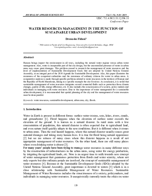 (PDF) Water Resources Management in the Function of Sustainable Urban ...