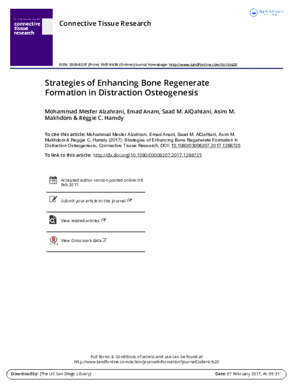(PDF) Strategies of enhancing bone regenerate formation in distraction ...