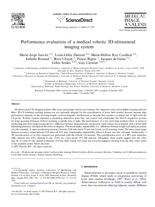 (PDF) Performance evaluation of a medical robotic 3D-ultrasound imaging ...