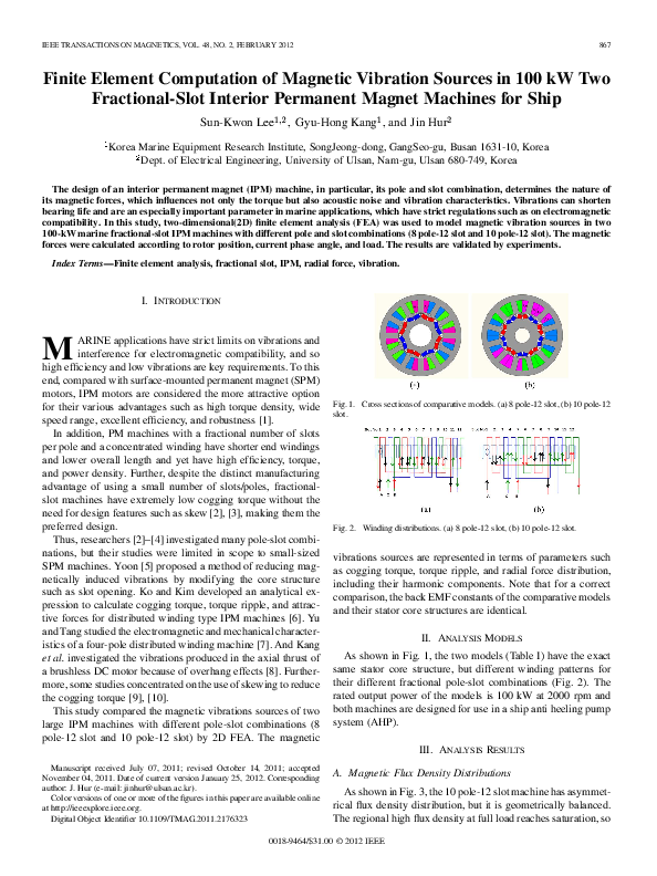 (PDF) Finite Element Computation of Magnetic Vibration Sources in 100 ...