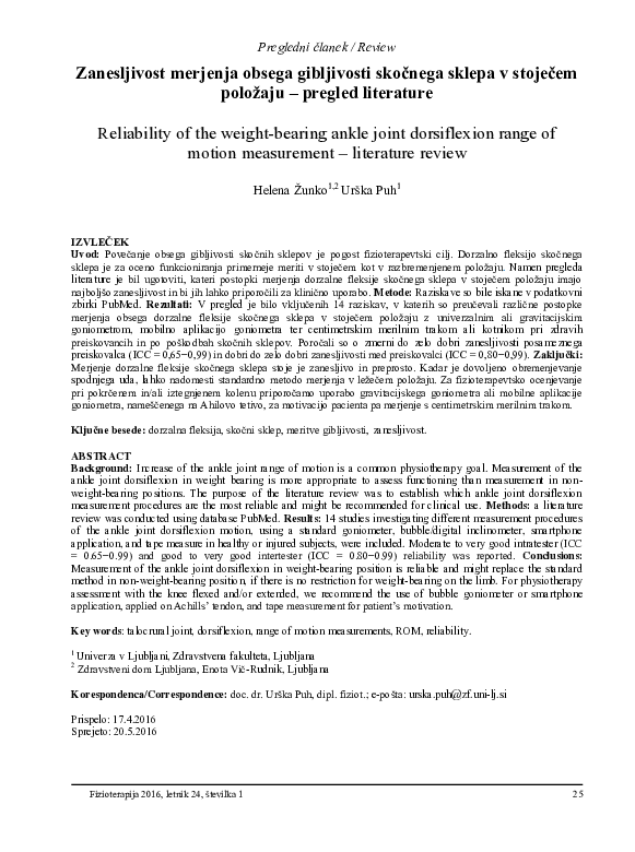 (PDF) Reliability of the weight-bearing ankle joint dorsiflexion range ...