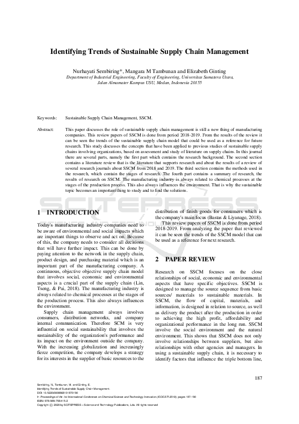 (PDF) Identifying Trends of Sustainable Supply Chain Management