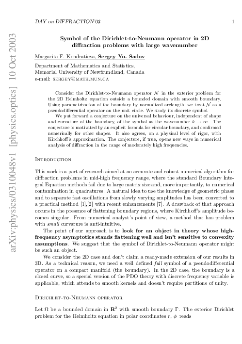 (PDF) Symbol of the Dirichlet-to-Neumann operator in 2D diffraction ...