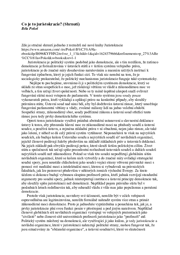 Co je to juristokracie? (Shrnutí)