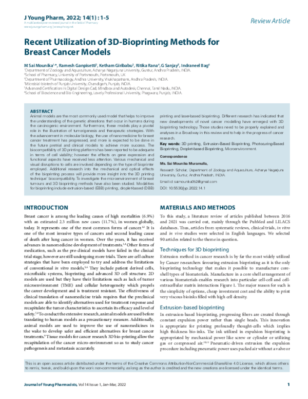 (PDF) Recent Utilization of 3D-Bioprinting Methods for Breast Cancer Models