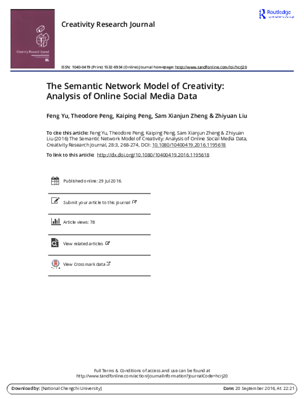 (PDF) The Semantic Network Model of Creativity: Analysis of Online ...