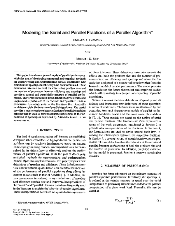 (PDF) Modeling the serial and parallel fractions of a parallel algorithm