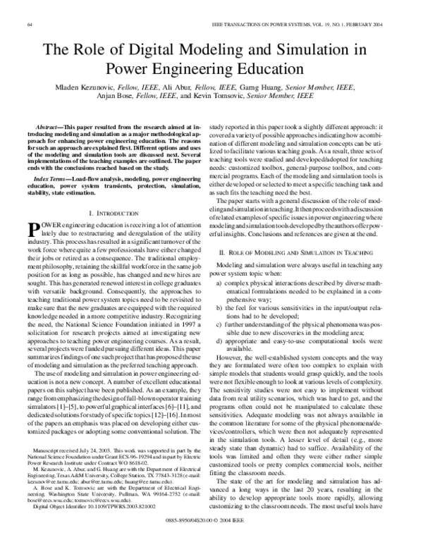 (PDF) The Role of Digital Modeling and Simulation in Power Engineering ...