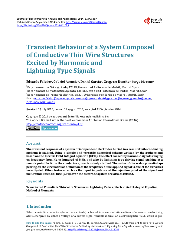 (PDF) Transient Behavior of a System Composed of Conductive Thin Wire ...