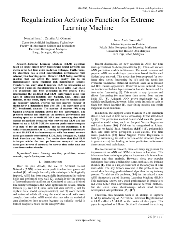 (PDF) Regularization Activation Function for Extreme Learning Machine