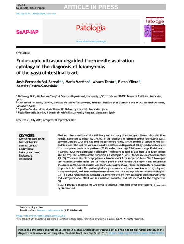 (PDF) Endoscopic ultrasound‐guided fine needle aspiration of pancreatic ...
