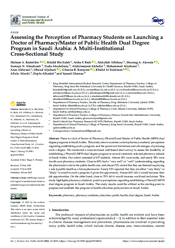 (PDF) Assessing the Perception of Pharmacy Students on Launching a ...