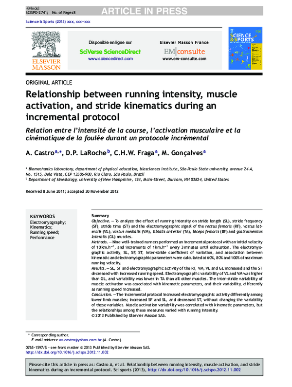 (PDF) Relationship between running intensity, muscle activation, and ...