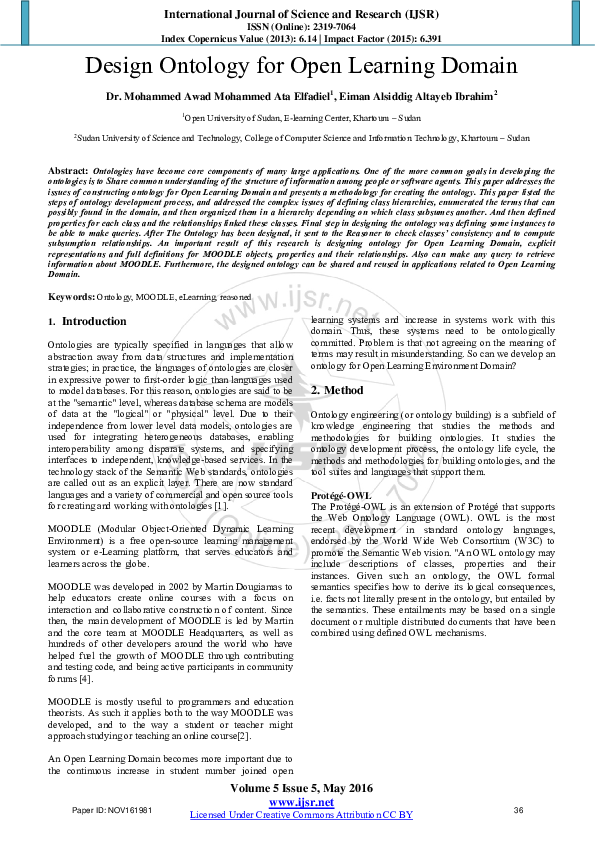 (PDF) Design Ontology for Open Learning Domain