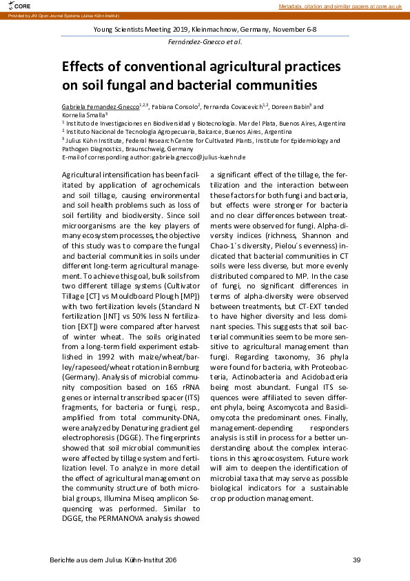 (PDF) Effects of conventional agricultural practices on soil fungal and ...