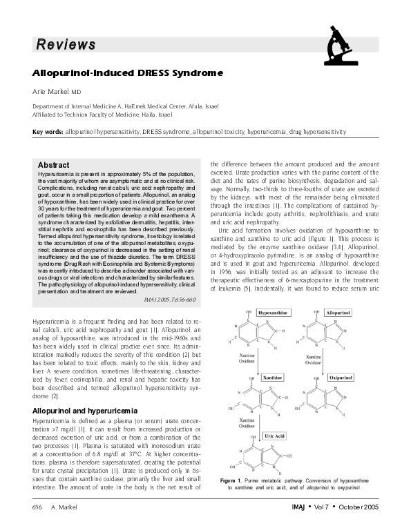 (PDF) Allopurinolinduced DRESS syndrome Arie Markel Academia.edu