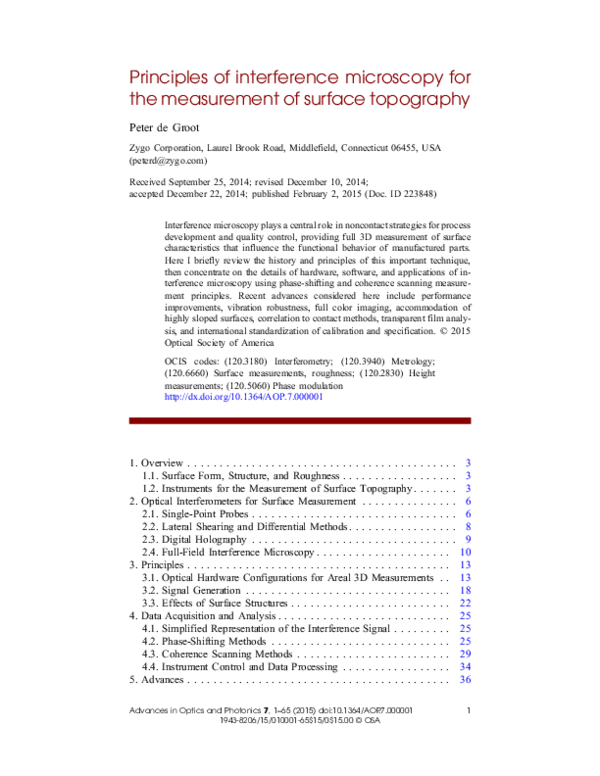 DYSON 【新品】SV55 -Aコードレスクリーナー PDF) Principles of interference microscopy for the measurement of