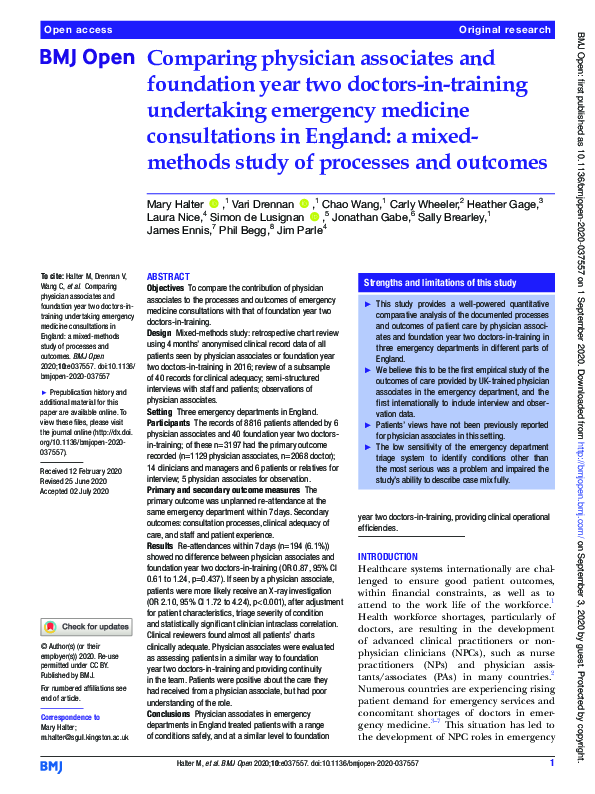 (PDF) Comparing physician associates and foundation year two doctors-in ...