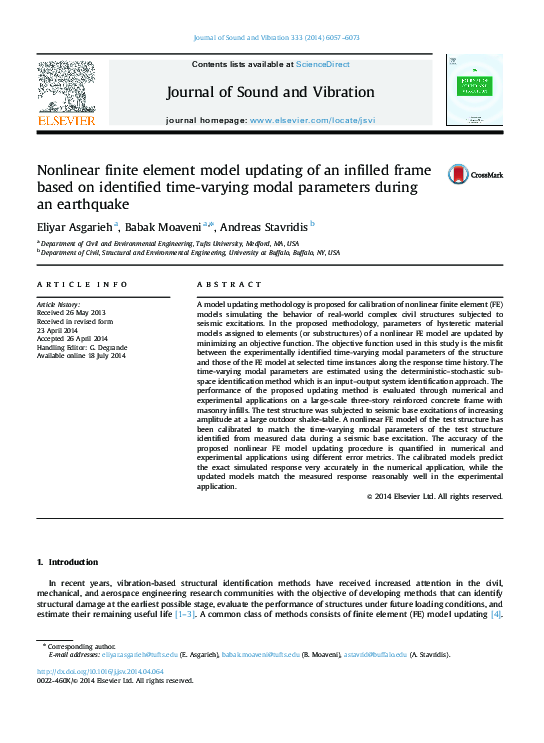 (PDF) Nonlinear finite element model updating of an infilled frame ...