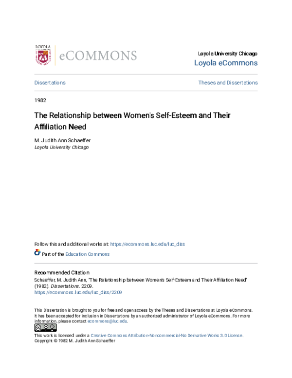 (PDF) The Relationship between Women\u27s Self-Esteem and Their ...