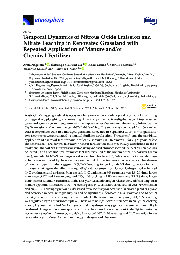 (PDF) Temporal Dynamics of Nitrous Oxide Emission and Nitrate Leaching ...
