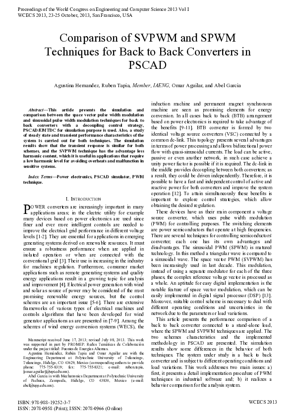 (PDF) Comparison of SVPWM and SPWM techniques for back to back ...