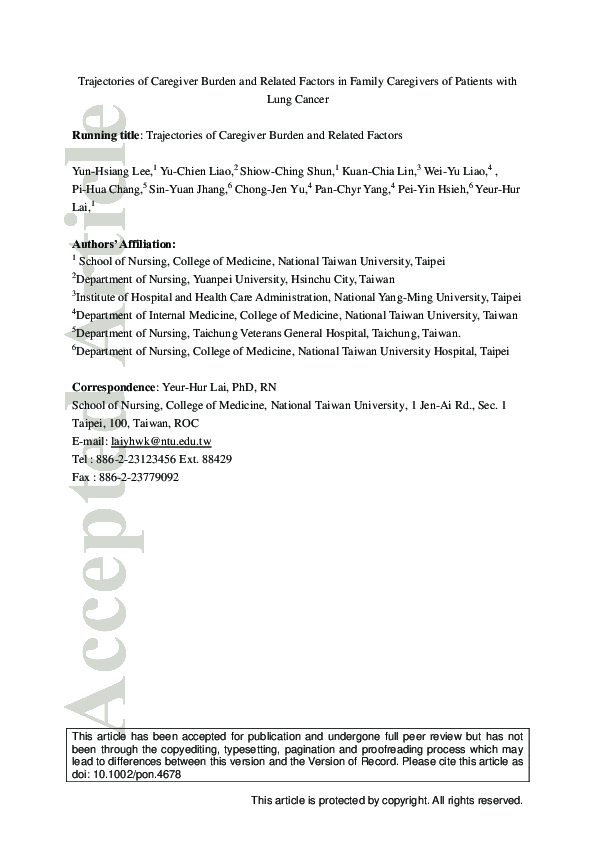 (PDF) Trajectories of caregiver burden and related factors in family ...