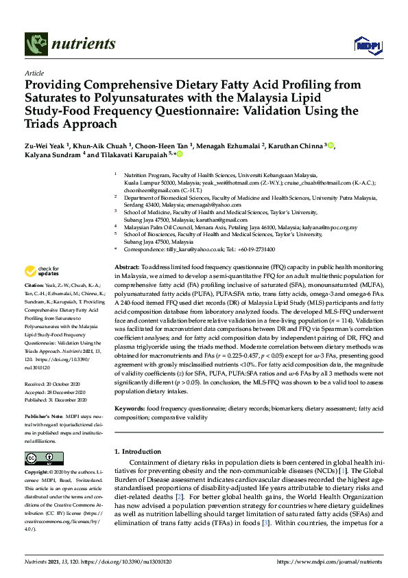 (PDF) Providing Comprehensive Dietary Fatty Acid Profiling from ...