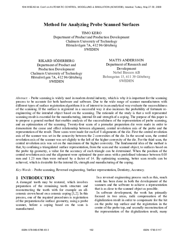 (PDF) Method for analyzing probe scanned surfaces