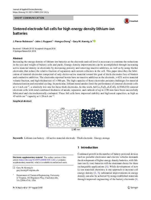 (PDF) Sintered electrode full cells for high energy density lithium-ion ...