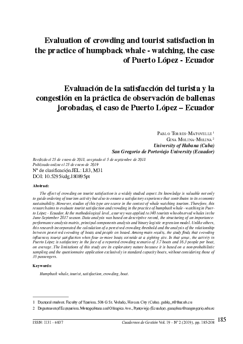 (PDF) Evaluation of crowding and tourist satisfaction in the practice ...