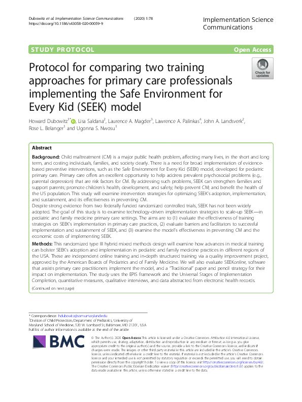 (PDF) Protocol for comparing two training approaches for primary care