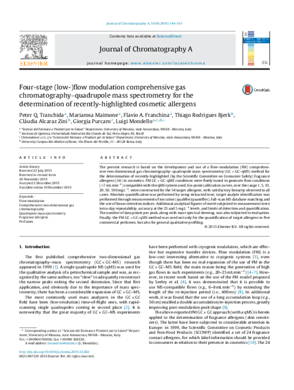 (PDF) Fourstage (low)flow modulation comprehensive gas chromatography