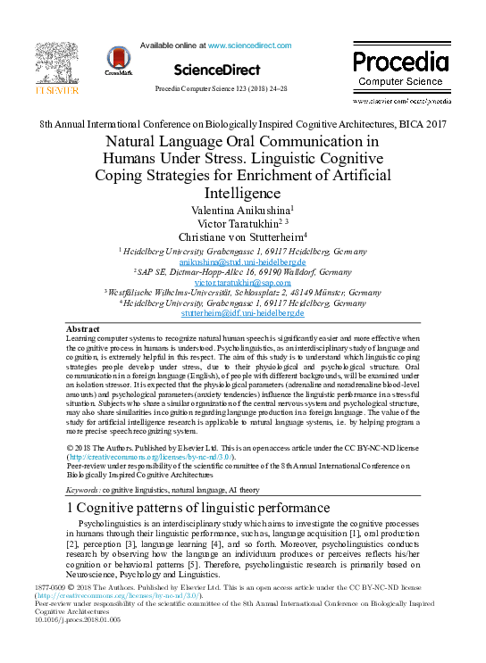 (PDF) Natural Language Oral Communication in Humans Under Stress ...