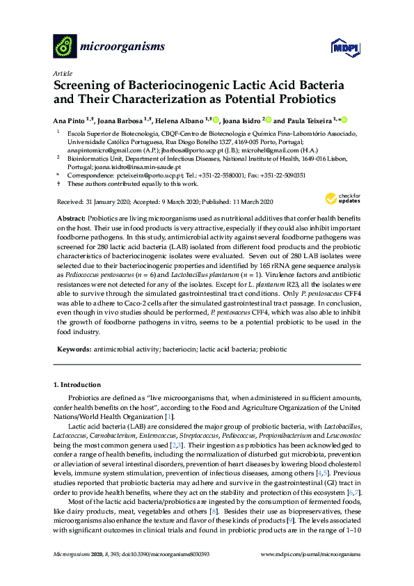 (PDF) Screening of Bacteriocinogenic Lactic Acid Bacteria and Their ...