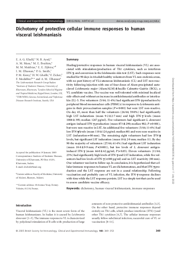(PDF) Dichotomy of protective cellular immune responses to human ...