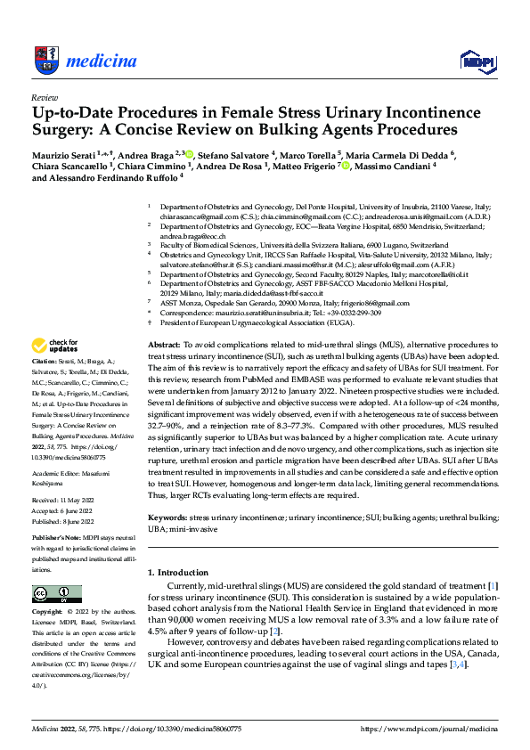 (PDF) Up-to-Date Procedures in Female Stress Urinary Incontinence ...