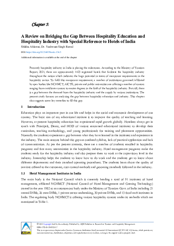 (PDF) A Review on Bridging the Gap Between Hospitality Education and ...