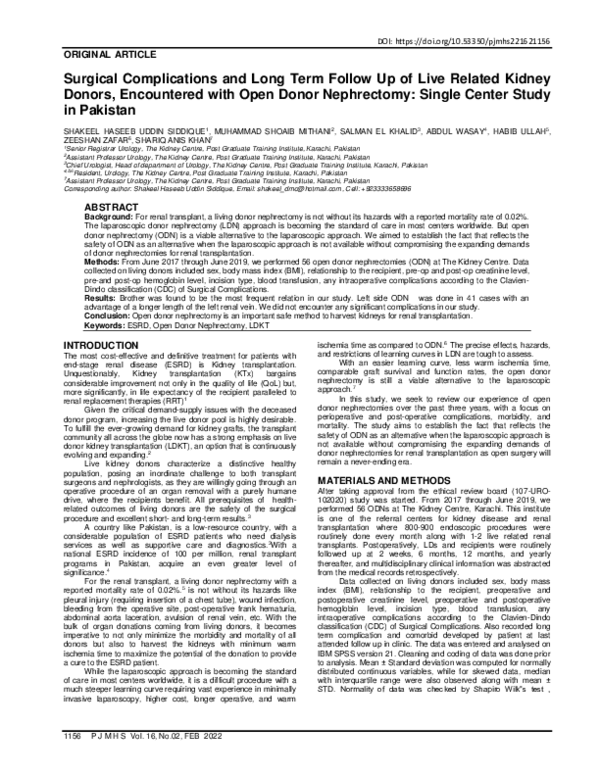 (PDF) Surgical Complications and Long Term Follow Up of Live Related ...