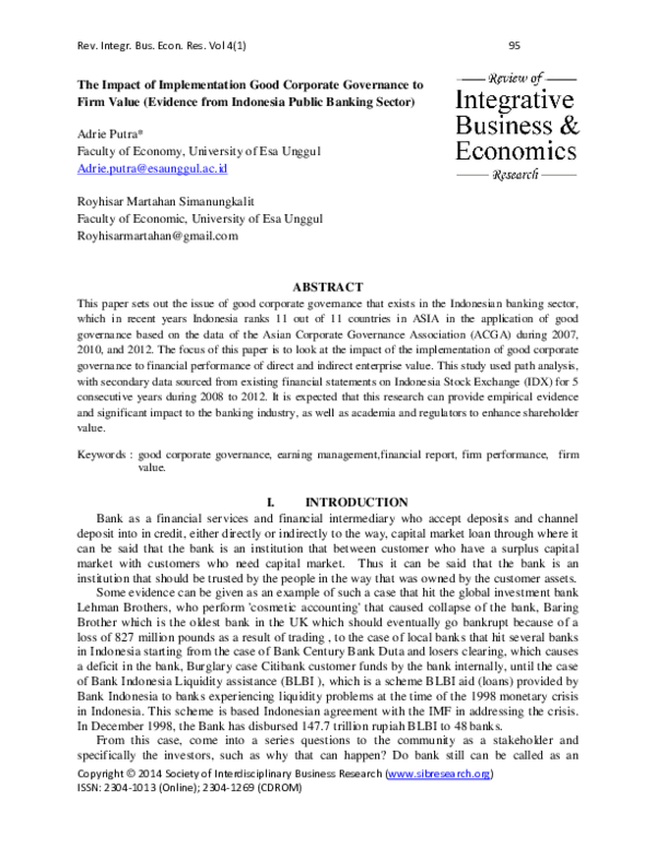 (PDF) The Impact of Implementation Good Corporate Governance to Firm ...