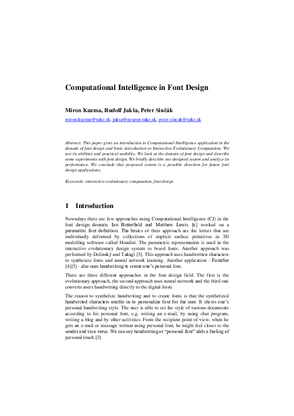 (PDF) Computational Intelligence in Font Design