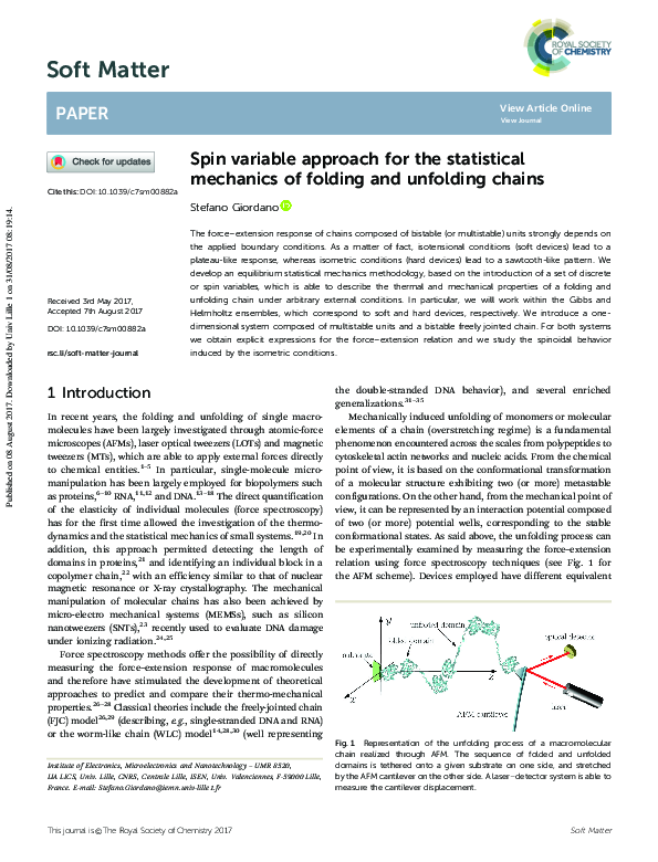 (PDF) Spin variable approach for the statistical mechanics of folding ...
