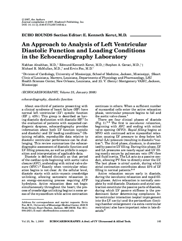 (PDF) An Approach to Analysis of Left Ventricular Diastolic Function ...