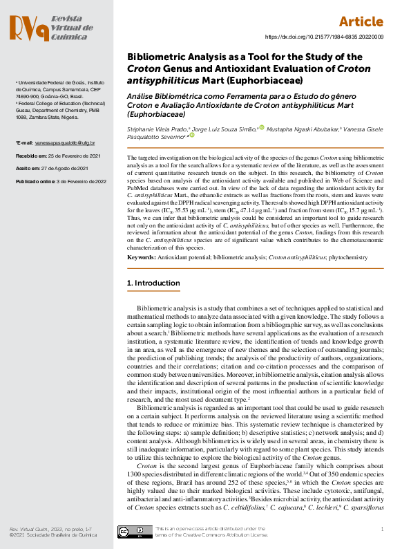 (PDF) Bibliometric Analysis as a Tool for the Study of the Croton Genus ...