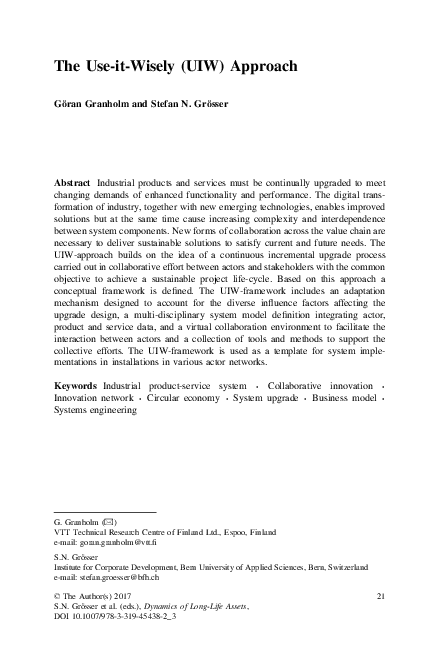 (PDF) The Use-it-Wisely (UIW) Approach