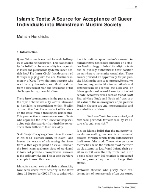 (PDF) Islamic Texts: A Source for Acceptance of Queer Individuals into ...
