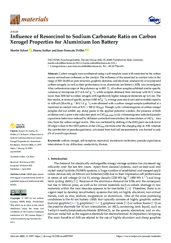 (PDF) Influence of Resorcinol to Sodium Carbonate Ratio on Carbon