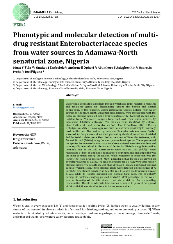 (PDF) Phenotypic and molecular detection of multidrug resistant ...