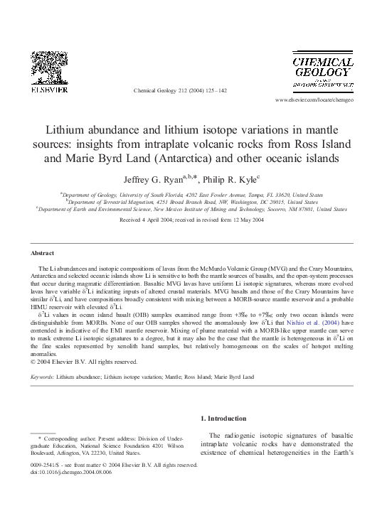 (PDF) Lithium abundance and lithium isotope variations in mantle ...