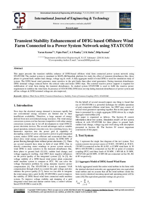 (PDF) Transient Stability Enhancement of DFIG based Offshore Wind Farm ...